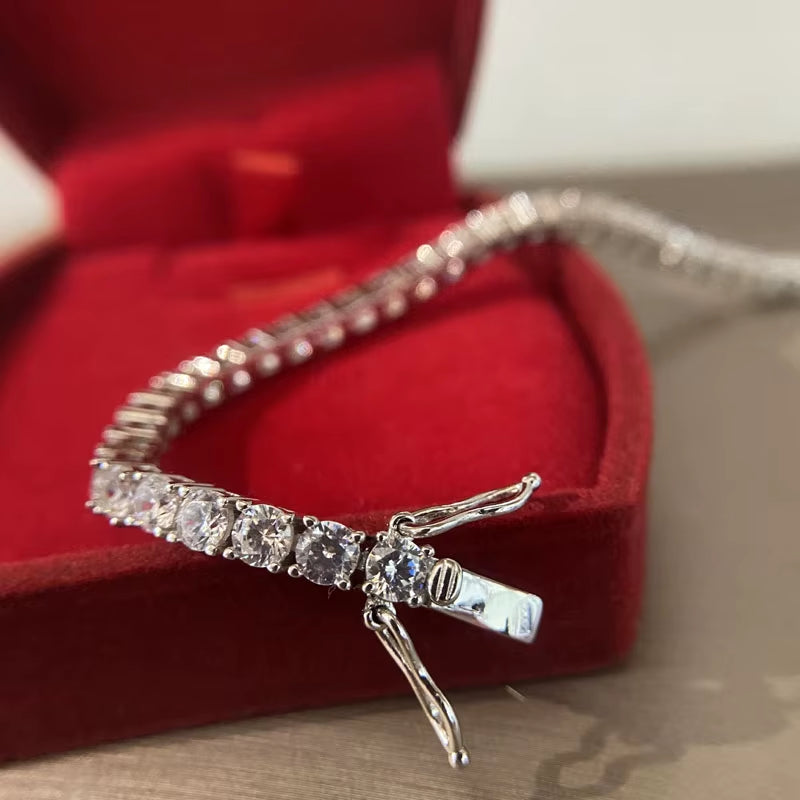 15/16/17/18CM Tennis Bracelets Real 925 Sterling Silver Jewelry Sparking High Carbon Diamond Eternal Wedding Bracelet Gift