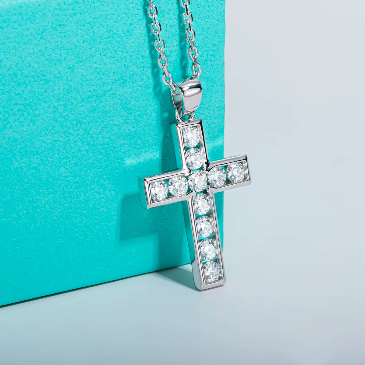 3.5MM 2.2Cttw D Color Moissanite Diamond Cross Pendant Necklace 925 Sterling Silver Fine Jewelry Gifts