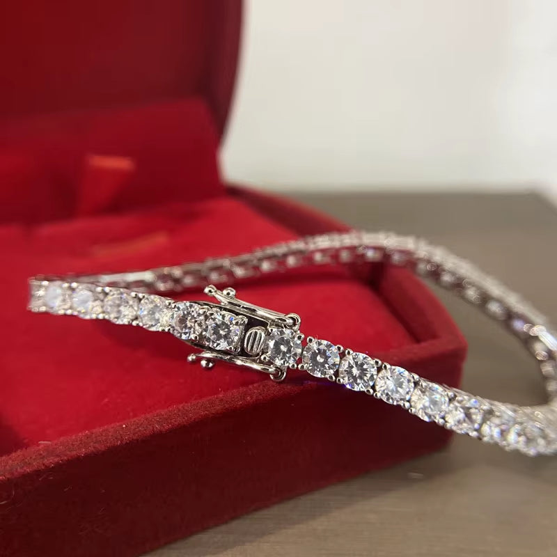 15/16/17/18CM Tennis Bracelets Real 925 Sterling Silver Jewelry Sparking High Carbon Diamond Eternal Wedding Bracelet Gift