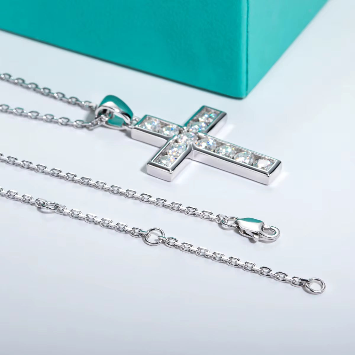 3.5MM 2.2Cttw D Color Moissanite Diamond Cross Pendant Necklace 925 Sterling Silver Fine Jewelry Gifts