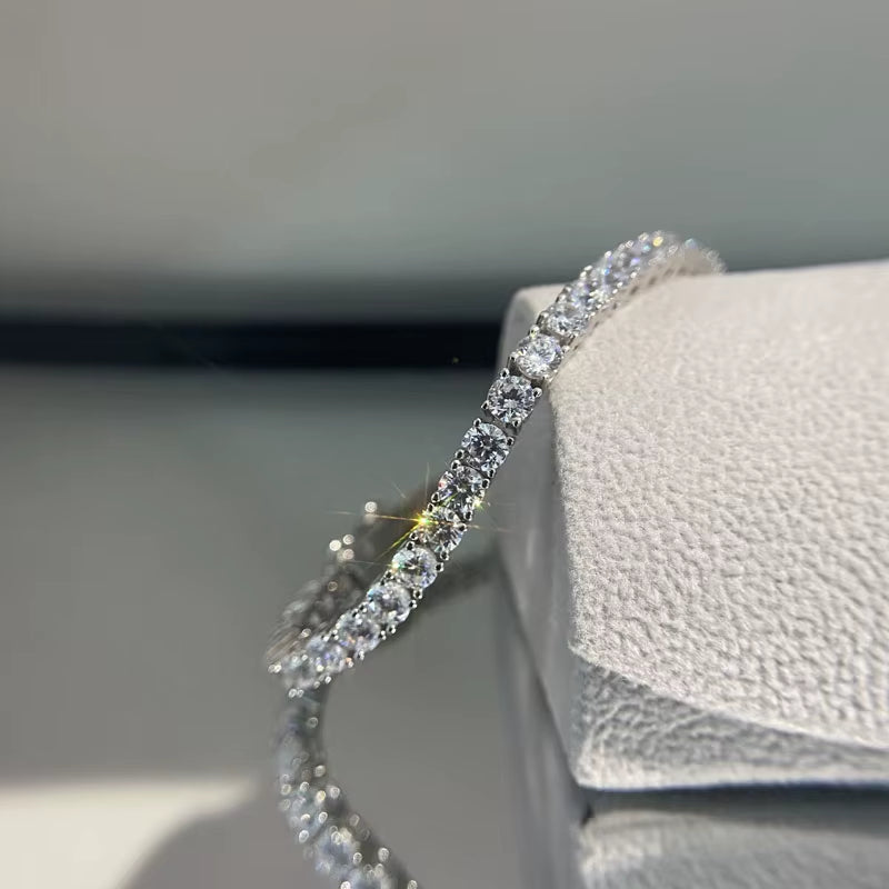 15/16/17/18CM Tennis Bracelets Real 925 Sterling Silver Jewelry Sparking High Carbon Diamond Eternal Wedding Bracelet Gift
