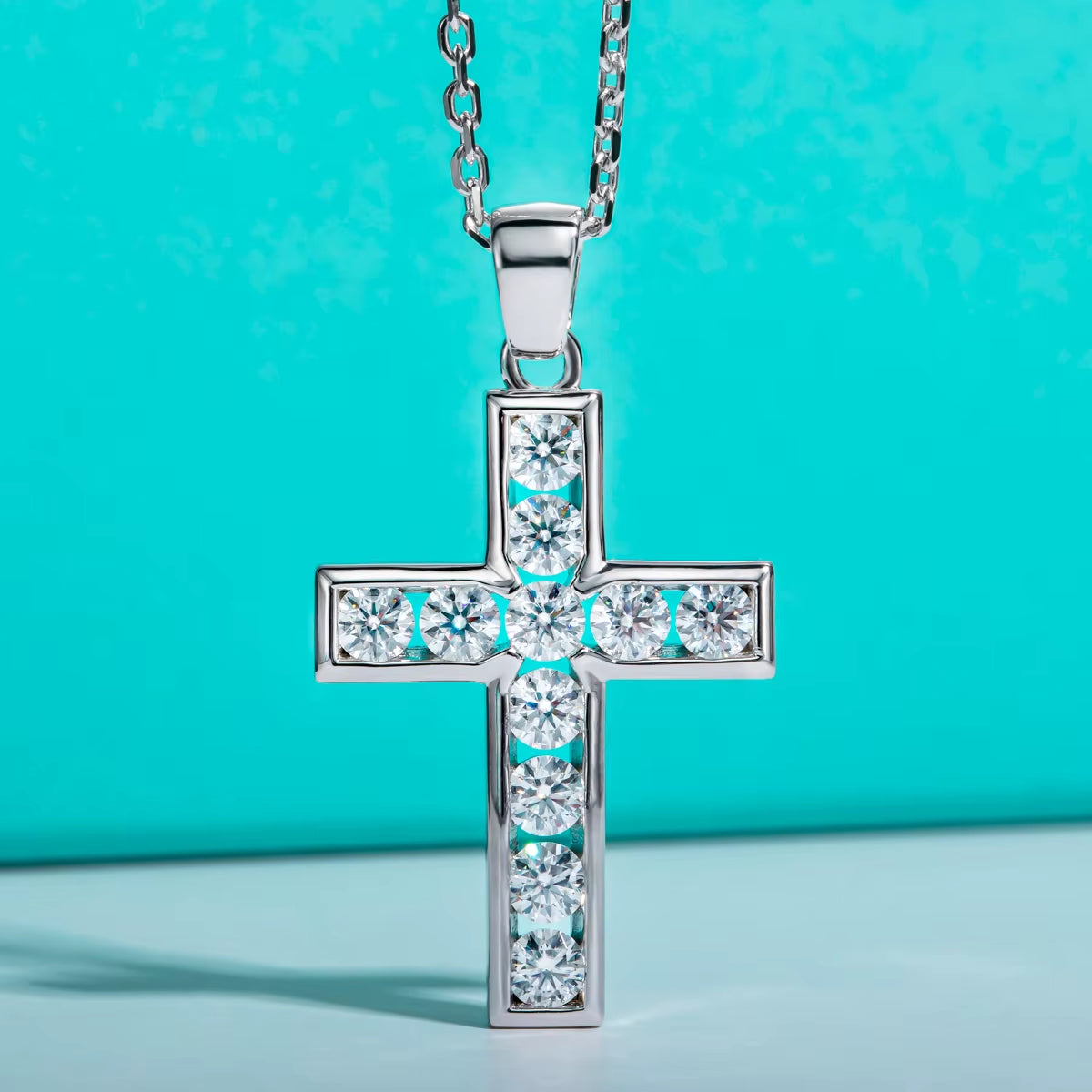 3.5MM 2.2Cttw D Color Moissanite Diamond Cross Pendant Necklace 925 Sterling Silver Fine Jewelry Gifts 