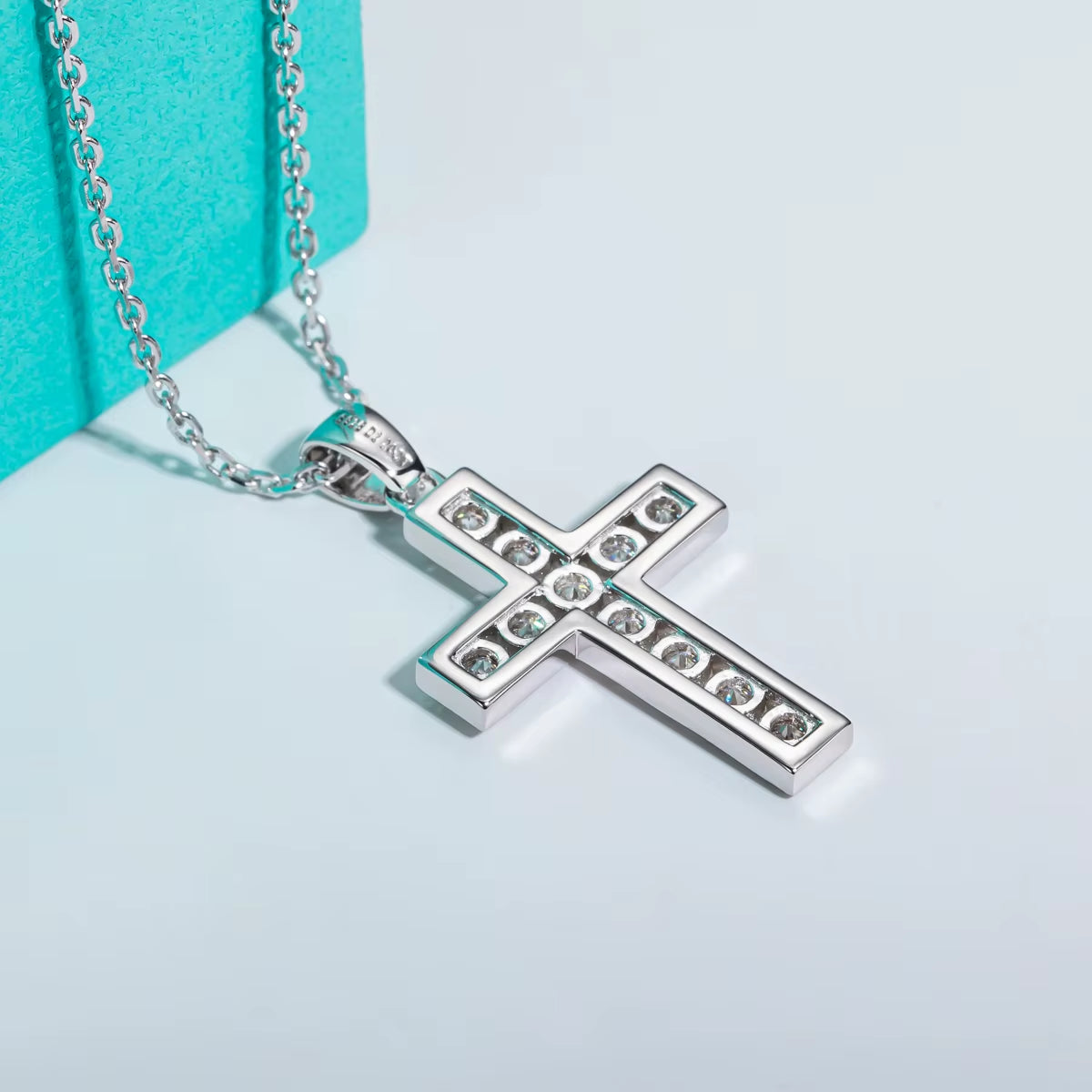 3.5MM 2.2Cttw D Color Moissanite Diamond Cross Pendant Necklace 925 Sterling Silver Fine Jewelry Gifts 