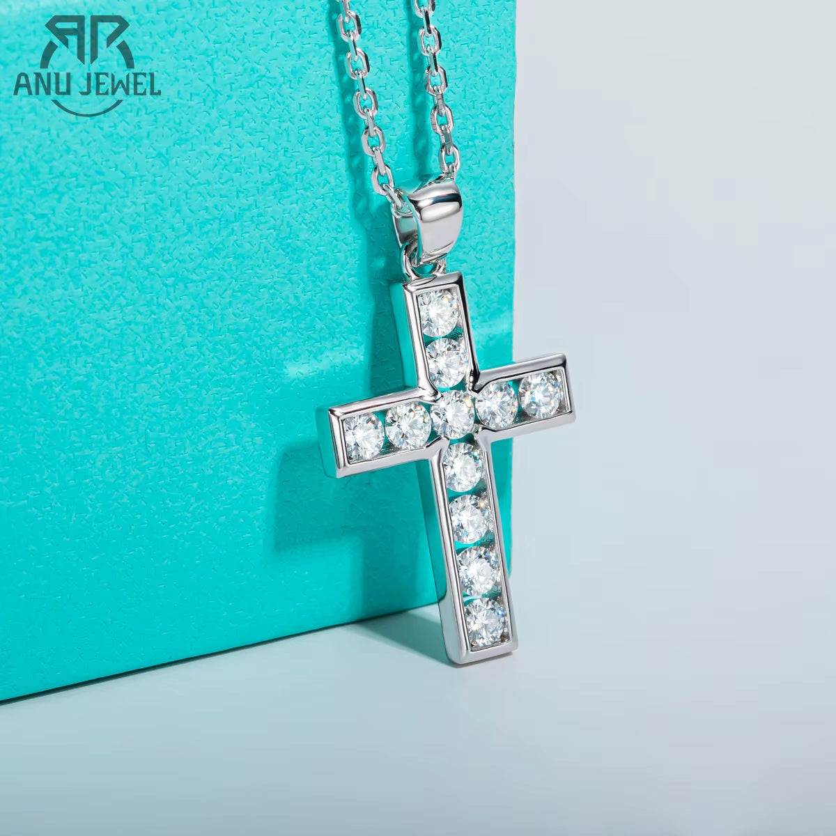 3.5MM 2.2Cttw D Color Moissanite Diamond Cross Pendant Necklace 925 Sterling Silver Fine Jewelry Gifts 