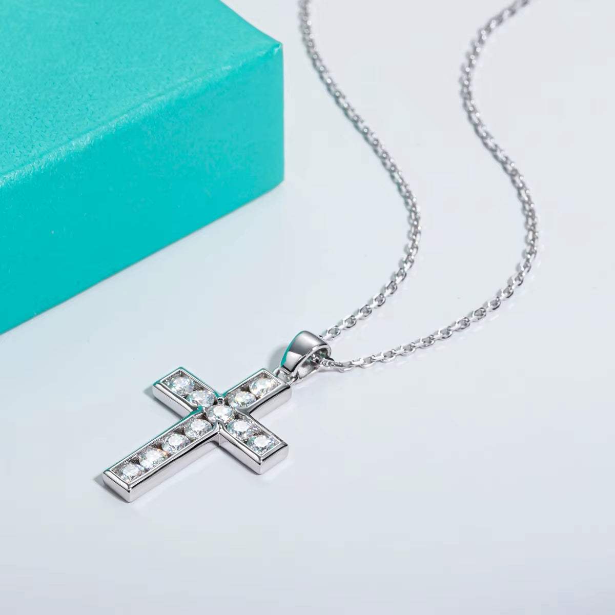 3.5MM 2.2Cttw D Color Moissanite Diamond Cross Pendant Necklace 925 Sterling Silver Fine Jewelry Gifts 