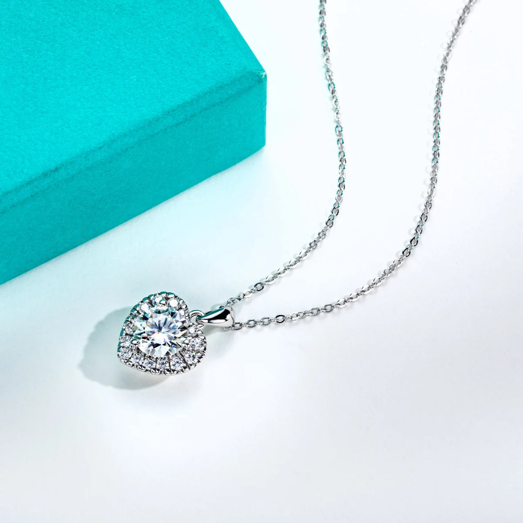 2Ct D Color Moissanite Diamond Heart Shape Pendant Necklace 925 Sterling Silver Fine Jewelry Gifts